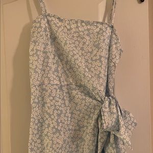 White and Blue Floral Summer Mini Dress Size S